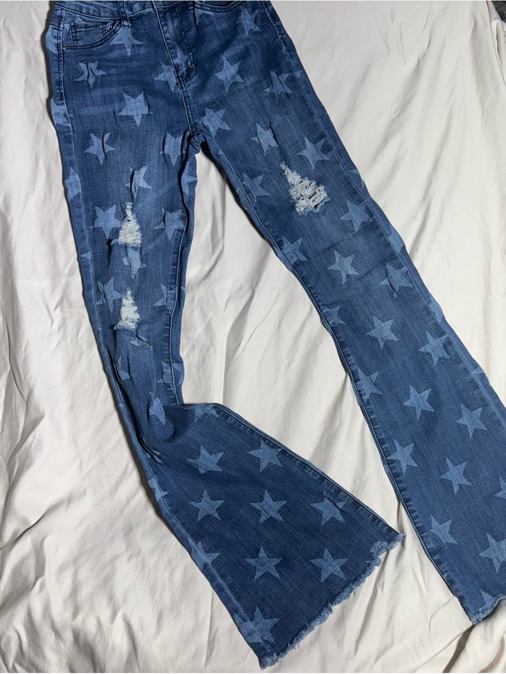YMI Blue Star-Print Flare Jeans